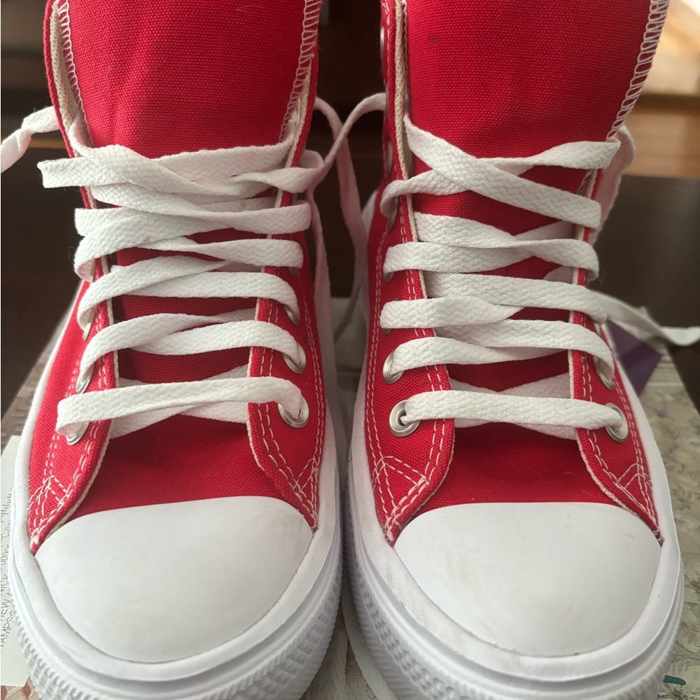 Converse Red and White High-Top Sneakers